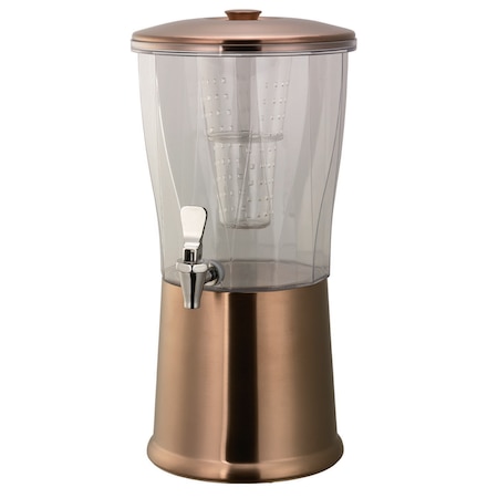 Service Ideas Beverage Dispenser, Round, 3 Gallon with Infuser Tube, Stainless Steel, Rose Gold CBDRT3RGSS